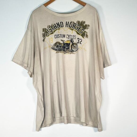 Island Horses Custom Motorcycles Cream T-shirt Graphic Tee Shirt Men - Picture 1 of 13